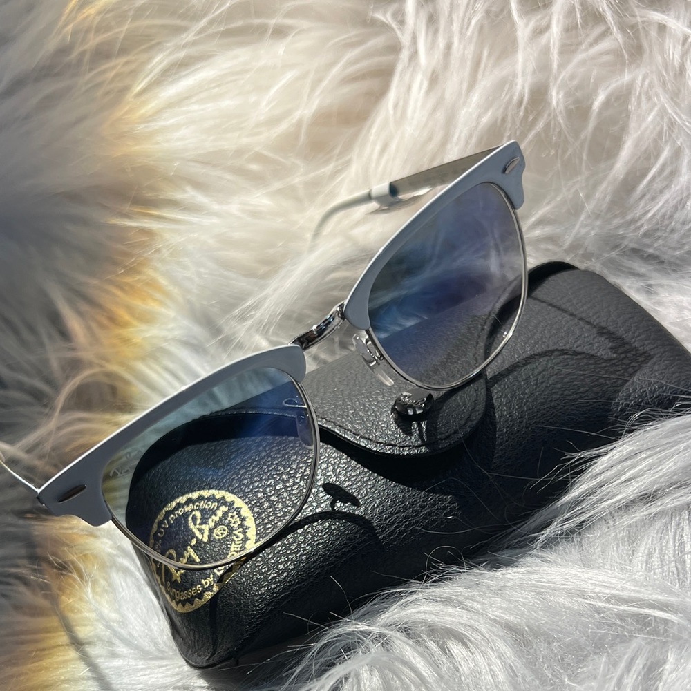 Ray-Ban Silver and White Sunglasses RB3716